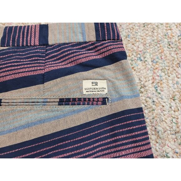Scotch & Soda Shorts Mens 34 Grey Blue Orange Striped Southwestern Preppy Casual - Picture 9 of 13
